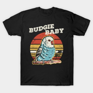 Cute Retro Vintage Budgie Baby Colorful Parakeet Design T-Shirt